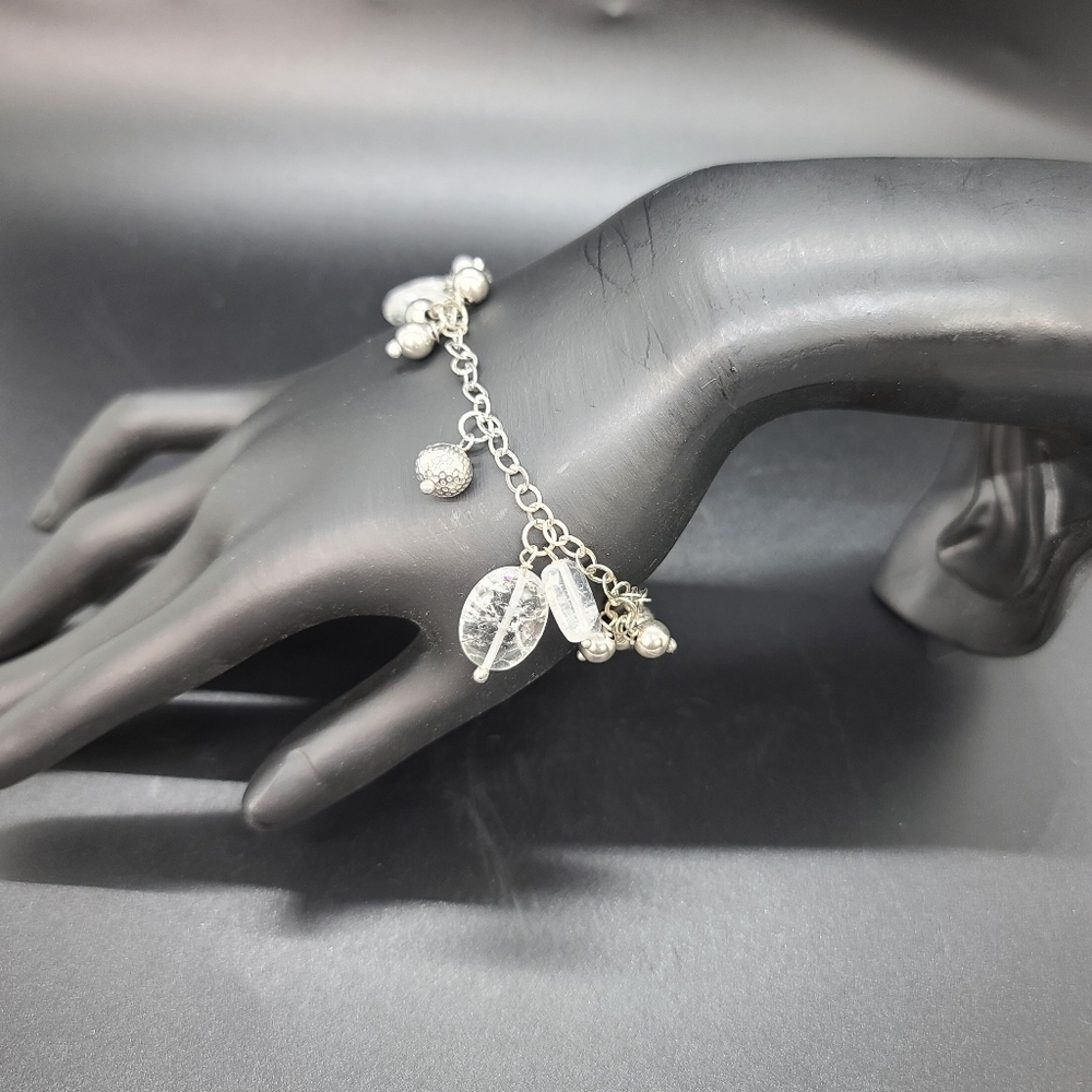 Bracelet. Silver with Crystal Quartz Beads